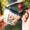 OZY Handpainted Soup Bowl with Handle,Ceramic Cereal Bowl Great for