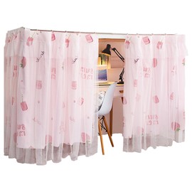 Hoce Bunk Bed Curtain Gauze Bunk Bed Curtains Drapes with Lace Privacy Dorm Bed Canopy for Bottom Twin
