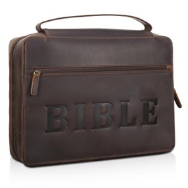 Polare Full Grain Leather Bible Cover Church Bag Large Letter Bible Bag Carrying Book Protective Case Holder, Gifts for Men and Women