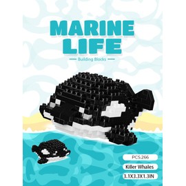 Jollcnoia Killer Whales Cute Sea Animals Creature Building Toy Blocks Marine Life Mini Bricks Micro Building Toys