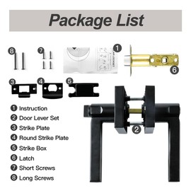 KAMOTA Privacy Door Levers, 10 Pack Matte Black Door Handles, Interior Keyless Door Lock, Left and Right Hand Reversible Doorknob, for Bed and Bathroom