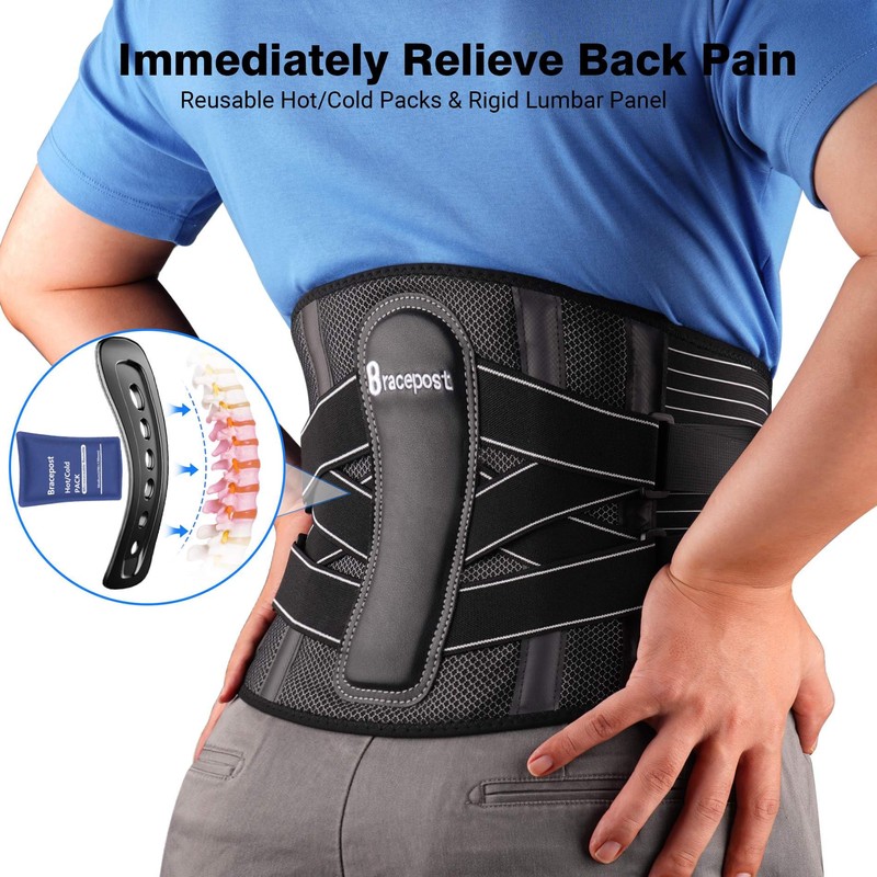Bracepost Back Brace for Lower Back Pain,Reusable Ice Pack for