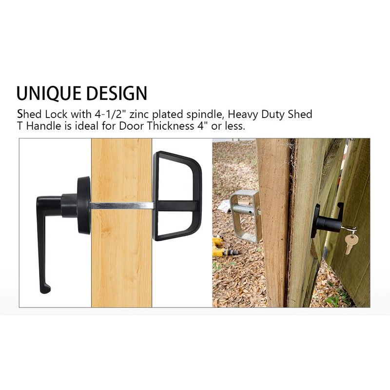 StartFine 4½" Shed Door Lock L-Handle Lock kit Keyed Alike