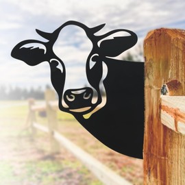 Hicello Metal Garden Art, Funny Bull Gard Garden Ornaments, Silouette Garden Sculpture, Metal Black Farm Decoration Gift, Metal Garden Statues, Outddor Backyard Lawn Stakes