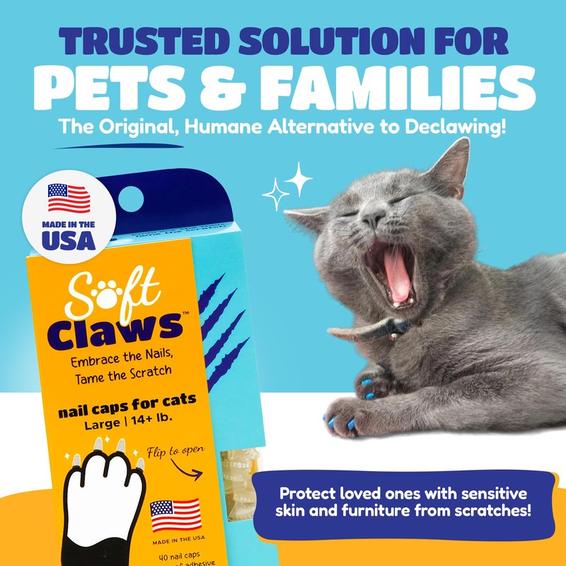 Soft Claws Cat Nail Caps for Large Cats – (40