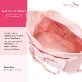 Thirty-One Gifts Deluxe Travel Tote Bag, Multiple-Pocket Tote Bag for Travel and Work, Cotton Candy