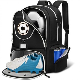 YOREPEK Large Soccer Backpack, Soccer Bag for Boys with Ball & Detachable Shoe Compartment, Wet Dry Pocket, Detachable Name Card, Equipment Bag Fits 15.6 Inch Laptop