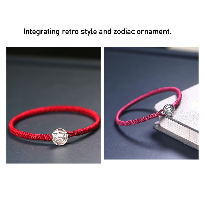 Ox Zodiac Bracelet Red Rope S925 Silver Ornament Woven Bracelet