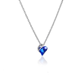 Aloha Necklace with Heart Pendant Blue Crystal Jewellery Gift Women's Necklace Steel, TU, Stainless Steel, Crystal, Stainless Steel, Crystal