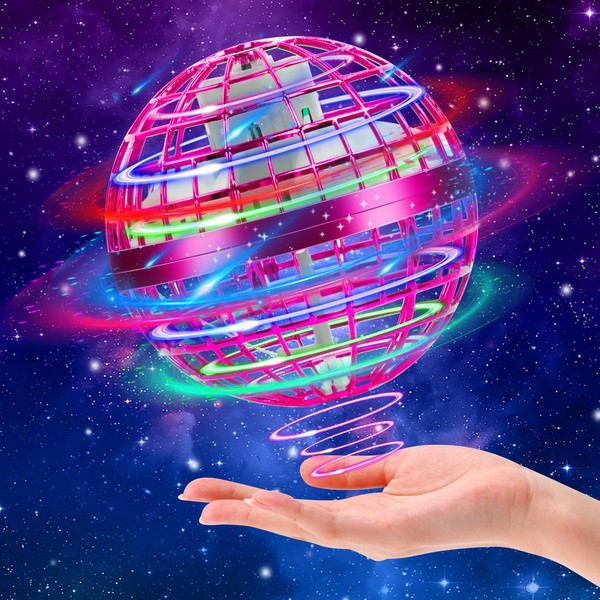 UFO-Ball Magic Flying Ball, Hover Ball, Fly Orb Flying Ball, Flying Spinner, Boomerang Flying Ball with 360° Rotating and LED Light, Flying Ball Toys for Children Indoor and Outdoor (Pink)