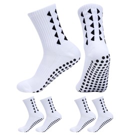 Mayoii 3 Pairs Non-Slip Grip Socks Football Pilates Yoga Thigh High Socks UK 4-10 Breathable Nylon Moisture-Wicking Design for Women and Men