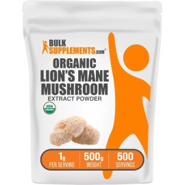 BulkSupplements Organic Lion's Mane Extract Powder 17.64 Ounce Dietary Supplement For Wellness