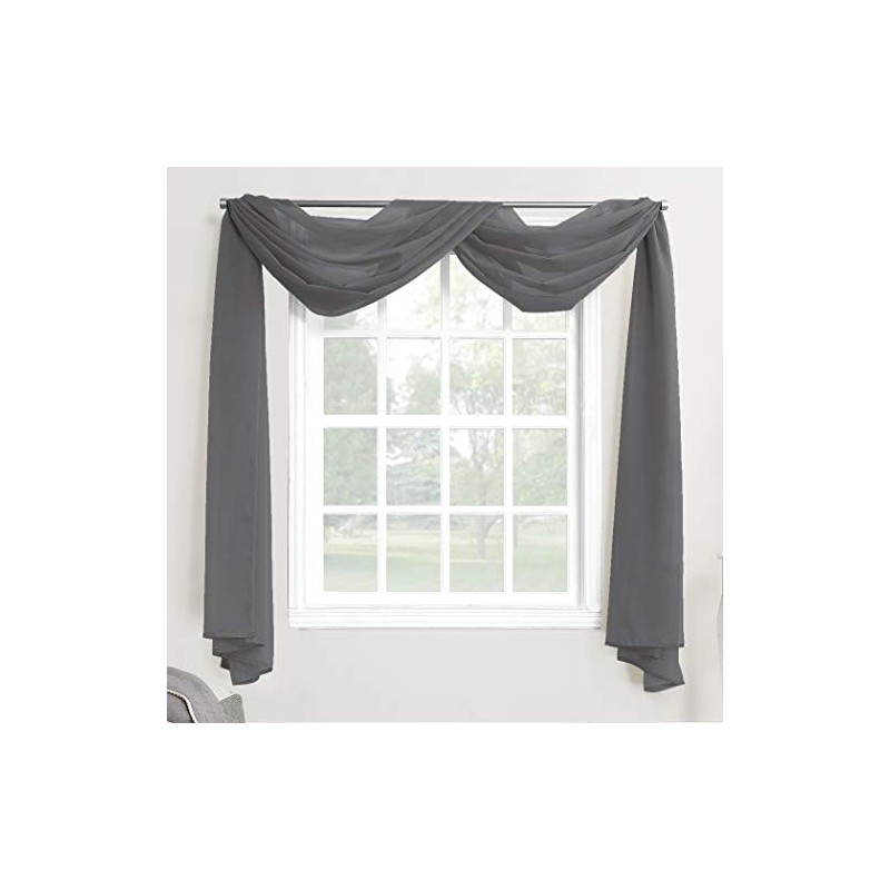 Megachest TAILORED VOILE WINDOW SCARF PELMET 26 color choices (dark