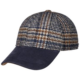 LIERYS Tweed Check Cap - 6 Panel Wool Cap - Men's Autumn Winter, darkblue, M