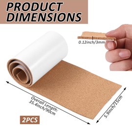 2 Roll Cork Rubber Vise Jaw Lining 36 "x 5.91" x 1/8" Rubber Cork Sheet Covers with Pressure Sensitive Adhessive Soft Vise Jaw Pads for Woodworking Vice Lining Clamp Faces