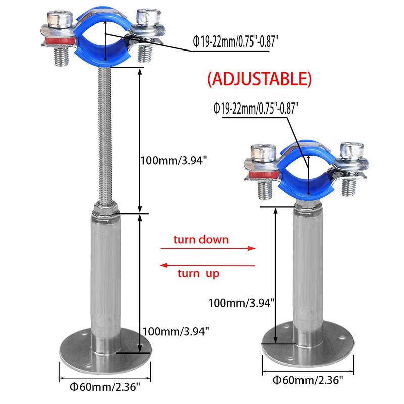 POTONZ Wall Mount Ceiling Mount Pipe Supports,Adjustable Pipe Clamps 、Hangers、Stainless