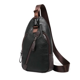 Herren Umhängetasche Crossbody Bag Brusttasche Chest Pack Sling Bag Messenger Bag PU-Kunstleder Urban Bag Style (Schwarz)