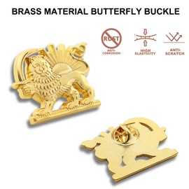 6-Pack Persia Iran Flag Lapel pins Bulk Metal Old Persian Iranian Lion Sun and Crown pin Souvenir Series Gifts