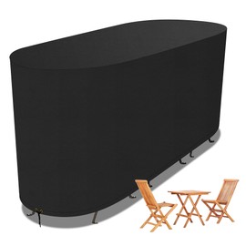 Funshot Waterproof Outdoor Furniture Cover - UV, Tear, Fade Resistant Bistro Table Set Cover, 420D Oxford Fabric, 124x63x80cm PU Coating, Air Vent, Attachment Straps Included for Garden Table & Chairs