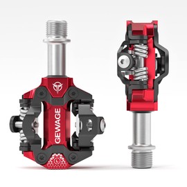 GEWAGE Click Pedals MTB Pedals - CNC Machined Aluminium, Double-Sided SPD System, Adjustable Release Hardness, Compatible with Shimano SPD Systems, 365 g Lightweight, Ideal for Mountainbi (Red)