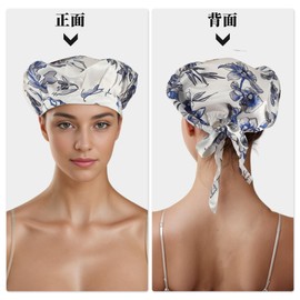 CAPASTEC Silk Nightcap Hair Cap Silk Cap Ribbon Hair Care Beauty Hair Sleep Sleeping Blue White