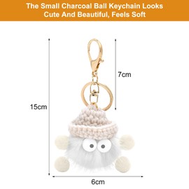 HENGBIRD Cute Soft Plush Key Fob, Plush Key Fob, Fluffy Key Fob, Bobble Key Pendant, Car Key Fob, White
