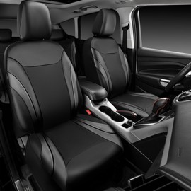 CAR PASS Premium Carbon Fiber Leather Car Seat Covers Full Set,Airbag Compatible,5mm Composite Sponge Inside,Sporty Universal Fit for SUV,Van,Sedan,Truck (Full Set,Black)