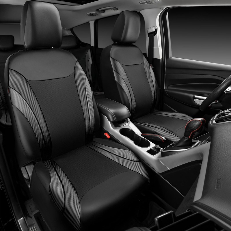 CAR PASS Premium Carbon Fiber Leather Car Seat Covers Full