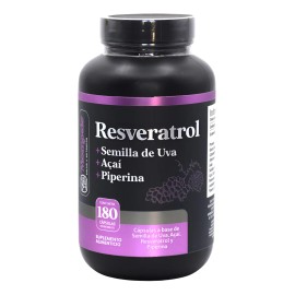 Resveratrol Potenciado Alto contenido en Polifenoles , Con Piperina Para Mejor Absorcin, Acai Y Semilla Uva Antioxidante, 180 Cpsulas Para 3 Meses... 