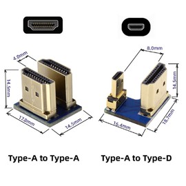 xiwai 2pcs/Set HDMI Adapter Type A to Micro HDMI Type-D Male Socket Opposite U Shape Back Angled Connector for Raspberry PI 3B/3B+/4B