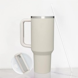 UWEVO Insulated Travel Tumbler, 1.2L (40oz), Stainless Steel with Handle and Straw, Dishwasher Safe, White (Sublimation White)