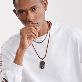 PROSTEEL Rope Chain Necklace String Brown Leather Necklaces Pendant Cord For Men