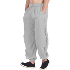 perdontoo Mens Casual Cotton Linen Pant Elastic Waist Drawstring Yoga Jogger Pants (Large, Grey)