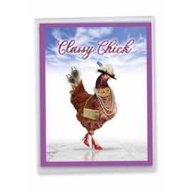 NobleWorks Jumbo Funny Birthday Greeting Card From Us 8.5 x 11 Inch with Envelope (1 Pack) Large Jumbo Bday Classy Chick J7230BDG-US