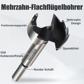 Vearter 68 mm Forstner Drill Bit Made of High-Carbon Steel with Round Shank for Wood