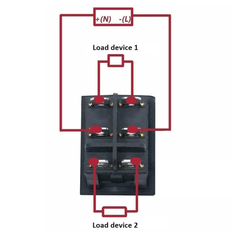 Unbranded/Generic 2x Rocker Switch ON/OFF/ON 6-Pin DPDT Rectangular Car DC