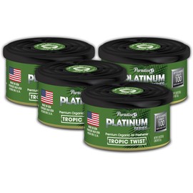 Paradise Air Platinum Car Air Freshener Can, 100 Day Long Lasting Fragrance, Eliminates Odours - For Car Interior, Home or Office - 4 Pack Tropic Twist Scent