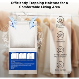 W&E Choice Moisture Absorbers Hanging Bag for Your Closet, Dehumidifier Bags for Bathroom, Fragrance Free Humidity Absorber for Car and RV, 10 Pack