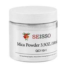 SEISSO マイカパウダー レジン 着色剤 ネイルパウダー 3.5 oz/100g エポキシ顔料 DIY キラキラ顔料 パウダー 絵具 スライム ペンキ 塗装 石鹸着色剤 マニキュア カラー顔 キャンドル作り バスボム用 アイシャドウ イルデザイン UVレジン用染料 タンブラー ポリマークレイ (シルバーホワイト)
