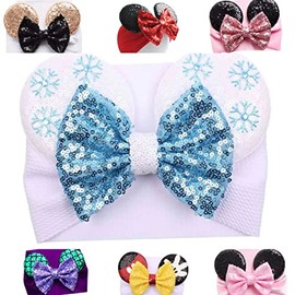 J&J Boutiques Mouse Ears Headband/Headwrap - Toddler, Baby, Kids - Party supplies - Snow Flakes Ears, One Size Fits All