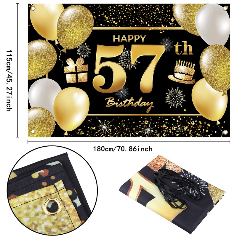 57th Happy Birthday Banner IMISI Birthday Decorations Birthday Backdrop Decorations