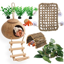 Hermit Crab Hammock, Reptile Lizard Lounger Natural Habitat Decoration Tank Accessories Jungle Climbing Vines Flexible Leaves Climbing Decoration Gecko Chameleon Snake Bearded Dragon