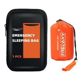 Frelaxy Emergency Sleeping Bag 1-Pack/2-Pack, Extra-Thick Compact Survival Bivy with Whistle, Storage Pouch, and EVA case, Perfect for Survival Kits (Orange - 1 Pack)