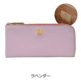 efffy GV5-10 Women's Long Wallet, L-Shaped Zipper, Cowhide Leather, Made in Japan, lavender