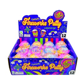 Raymond Geddes Confetti Fireworks Putty - Pack of 12 - Colorful Sensory Play Toys for Kids