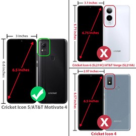 TJS Compatible for Cricket Icon 5, AT&T Motivate 4 Case with Tempered Glass Screen Protector, Metal Ring Magnetic Support Kickstand Heavy Duty Drop Protection Cover (Red)