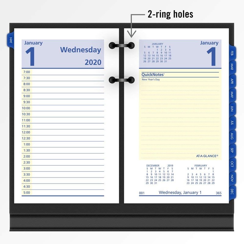 AT-A-GLANCE 2020 Daily Desk Calendar Refill, QuickNotes, 3-1/2" x 6",