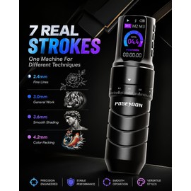Poseidon Wireless Tattoo Gun Kit 7 Strokes 2300mAh Battery LED Display
