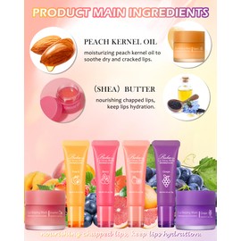 Lip Glowy Balm & Lip Sleeping Mask,Hydrating Repair Sleeping Lip Mask,Glossy Tinted Lip Balm,Smooth Cracked Chapped Dry Lip,Lip Care Therapy Treatment,Christmas Makeup Gift for Women-04Grape