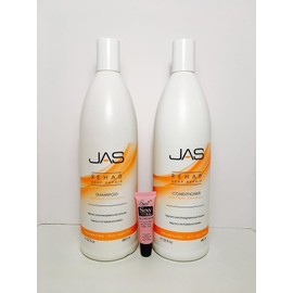 JAS Rehab Deep Repair Goat Milk + Calendula Shampoo 32 Oz and Conditioner 32 Oz "Free Starry Lipgloss 10 Ml"